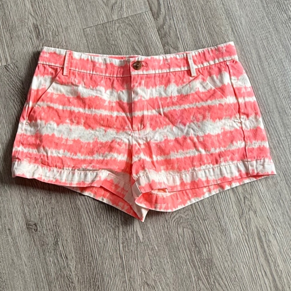 Gap Khakis Sunkissed‎ Shorts Size 6 Coral White Tie Dye Women's Casual